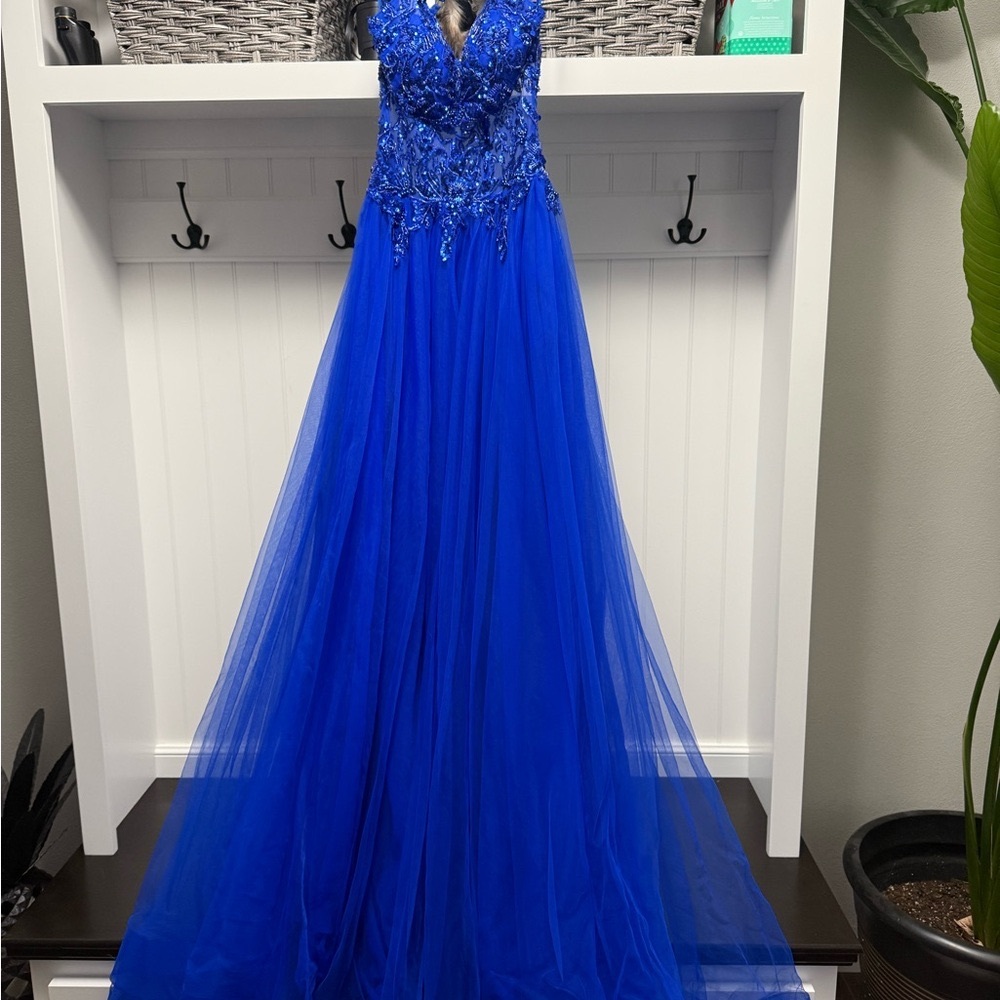 Stunning Blue Sequin Prom Dress - Picture 5 of 8